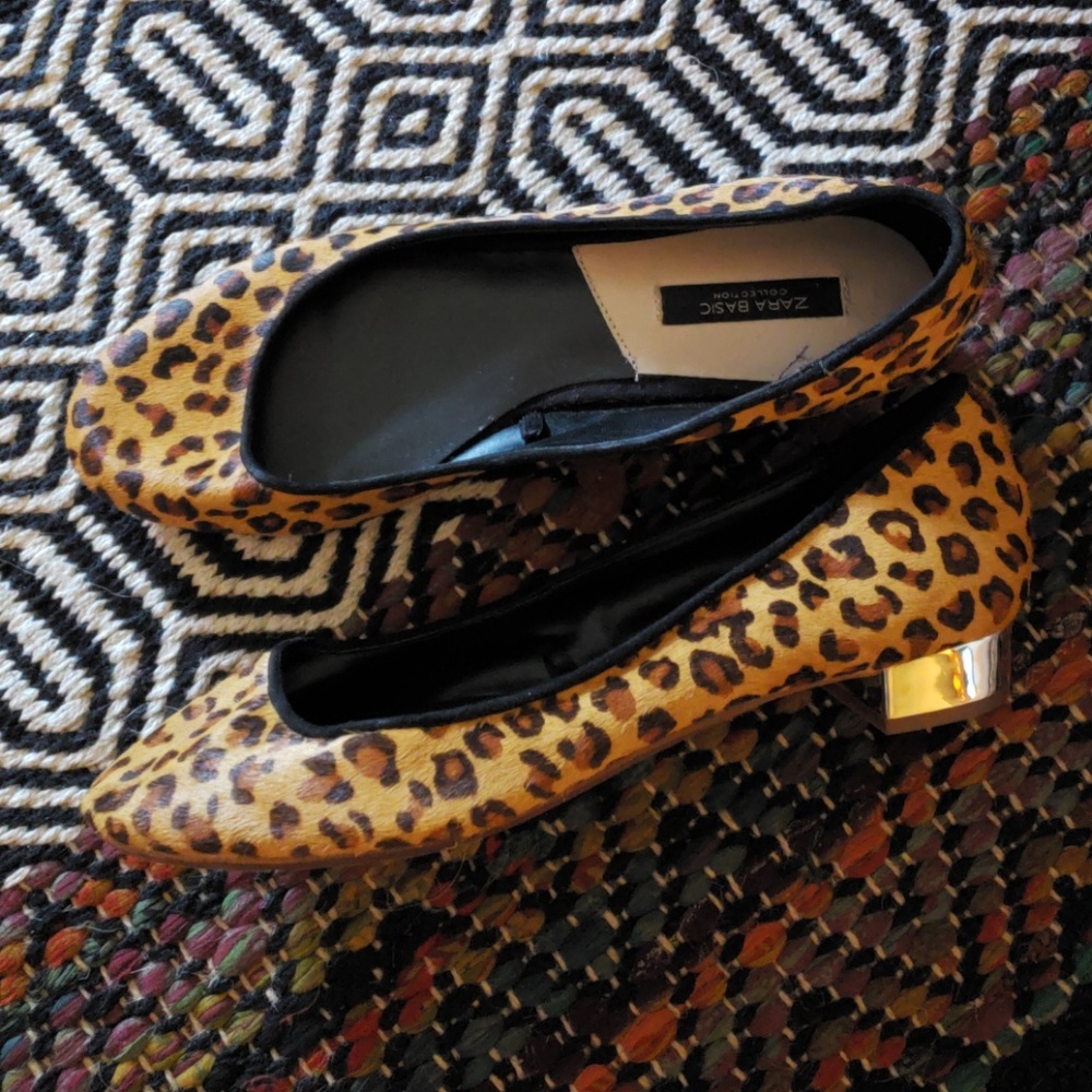 Faux leopard print kitten heels